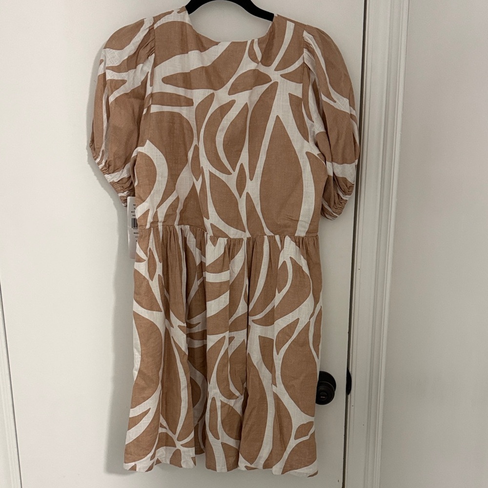 MSK Tan & White Abstract Tie-Front Mini Dress - Picture 5 of 5